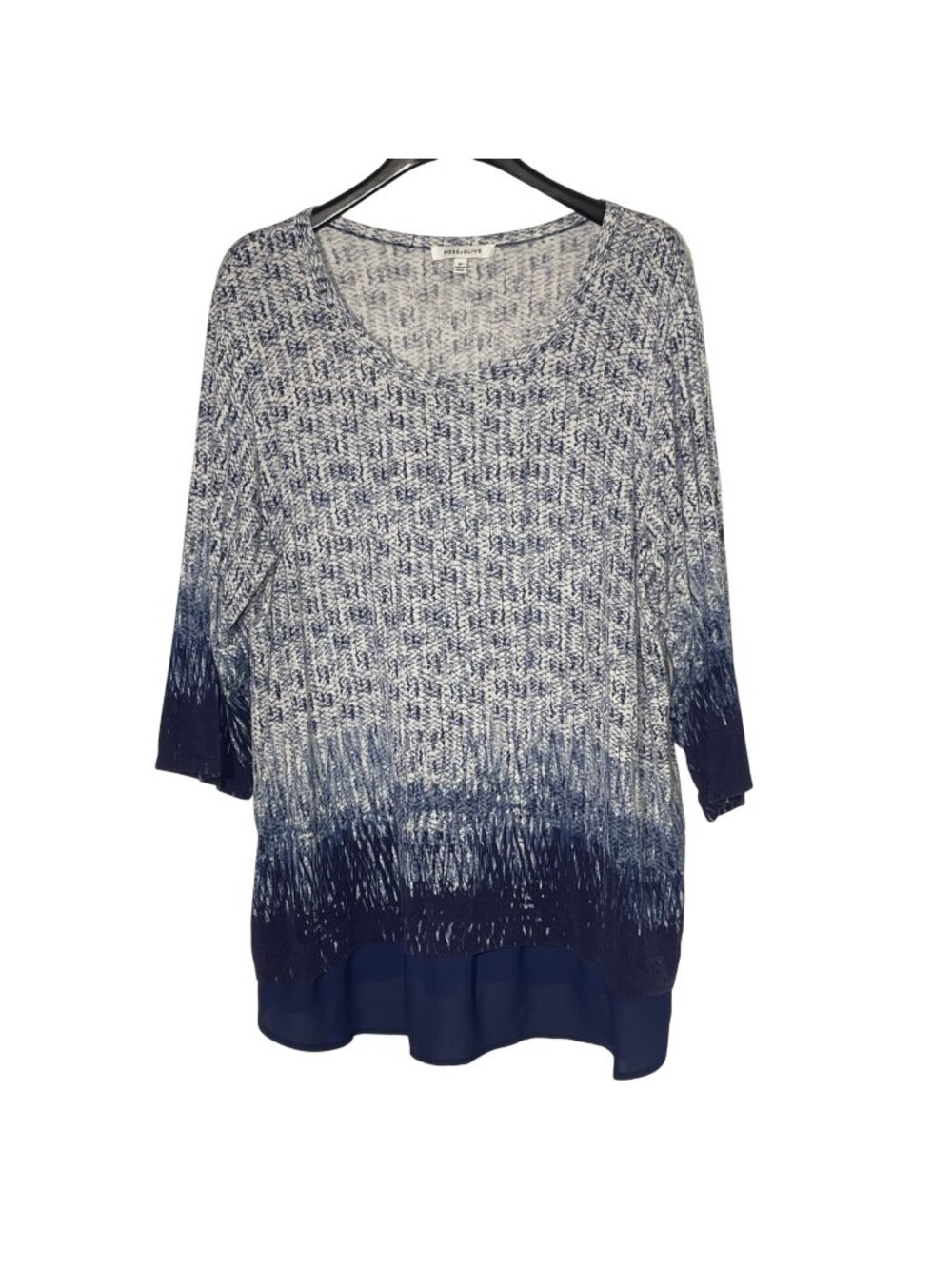 Rose + Olive‎ Stretch Ombre AbstractTop Sz 3X Layered Look